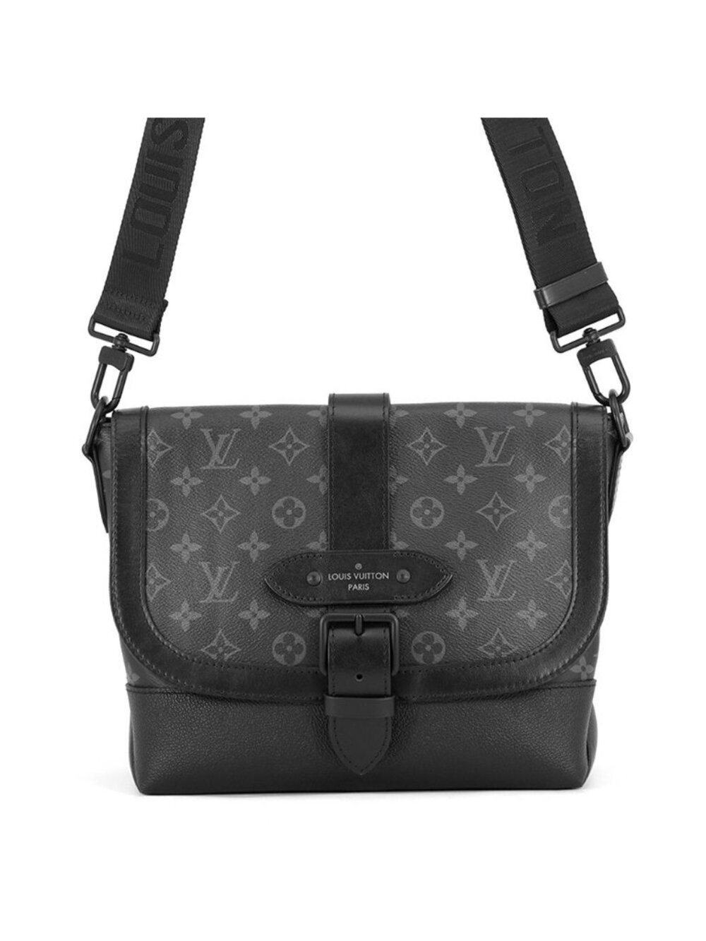 Louis Vuitton Shoulder Bag Monogram Eclipse Saumur Messenger Black
